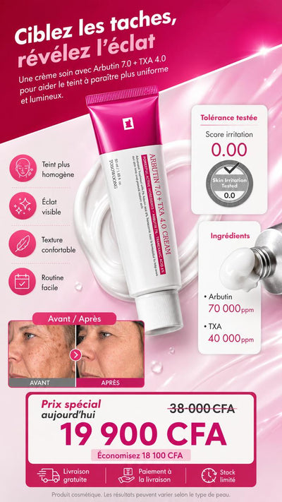 Crème Éclaircissante Arbutine 7% & Acide Tranexamique 4%